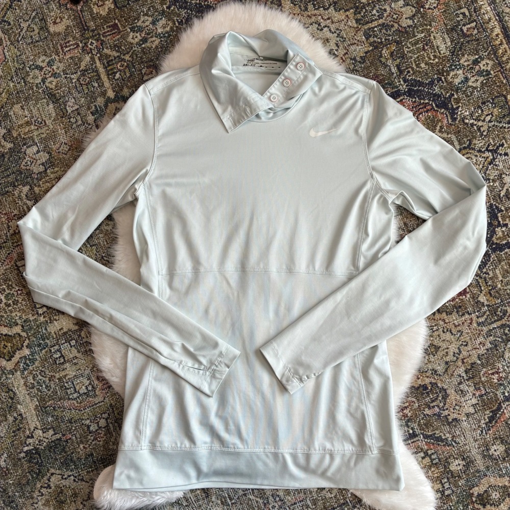 Nike Golf Dri-FIT Long Sleeve Top‎ Mint Green Button Collar  Women Medium Tall